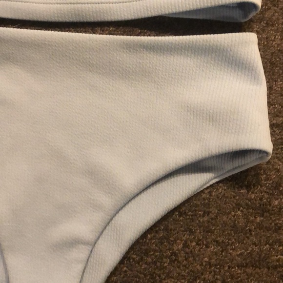 ZAFUL Brand High Cut V-wired Ribbed Bikini Set Light Blue Women's Small - Picture 3 of 6